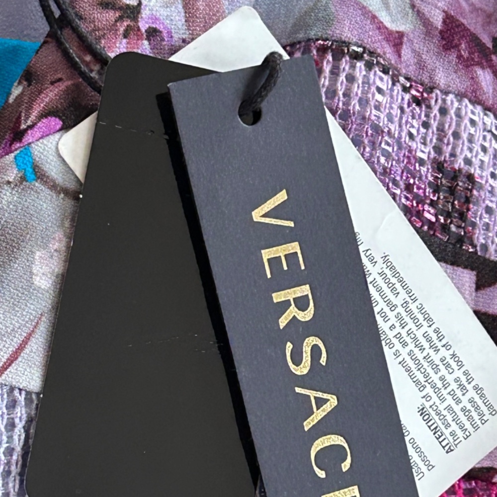 Versace Lilac Floral Raffia Corset Dress with Flounce Skirt, Size 44 - US 8 - Picture 14 of 16